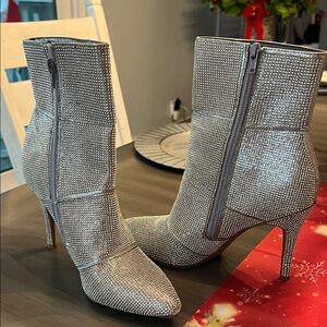 Shimmering Silver Heeled Boots